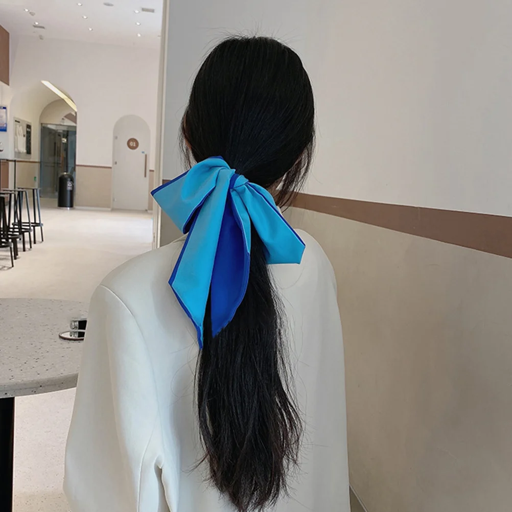 Accesorios para el cabello Diadema Pajarita personalizada Bufanda de cuerda para mujer Scrunchy Diadema con lazo azul Miss