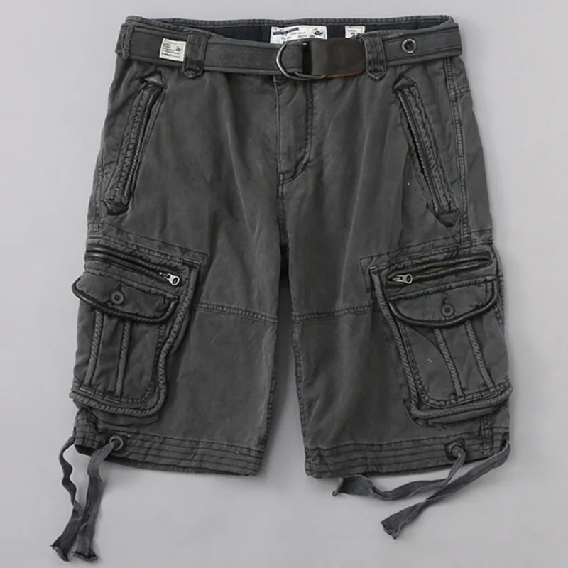 Tough Guy Overalls Shorts Rough Multi-pocket Summer Casual Men's Five-point Pants Cargo Shorts Cotton Shorts Beach Short