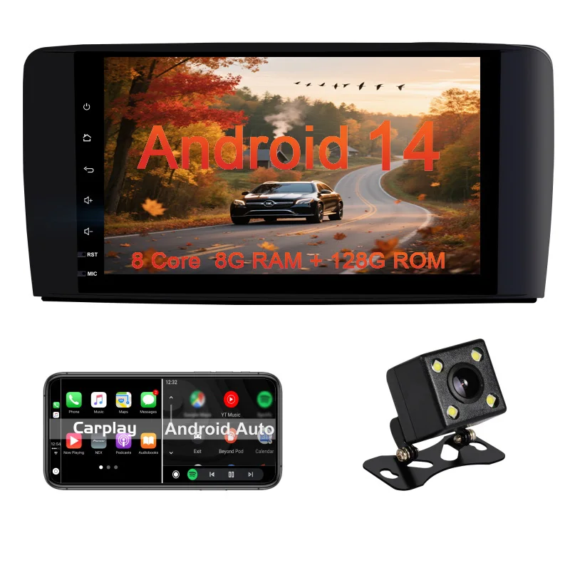 

Android car radio for Mercedes Benz GL ML CLASS stereo screen Carplay Android Auto Bluetooth GPS Navigation FM radio 9’