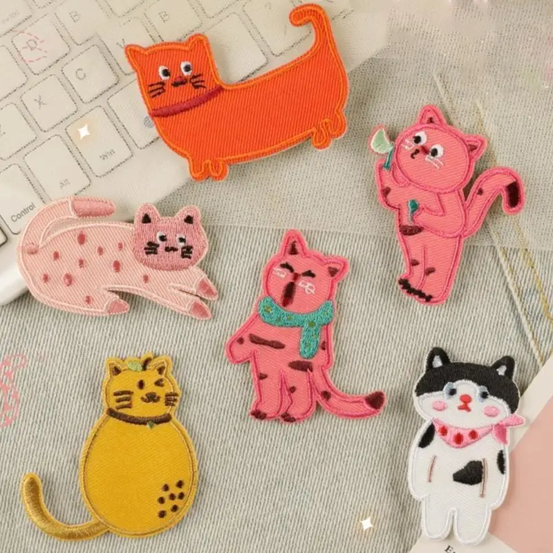 6 pezzi Applique patch da ricamo patch gatti ferro patch cucite patch y08e