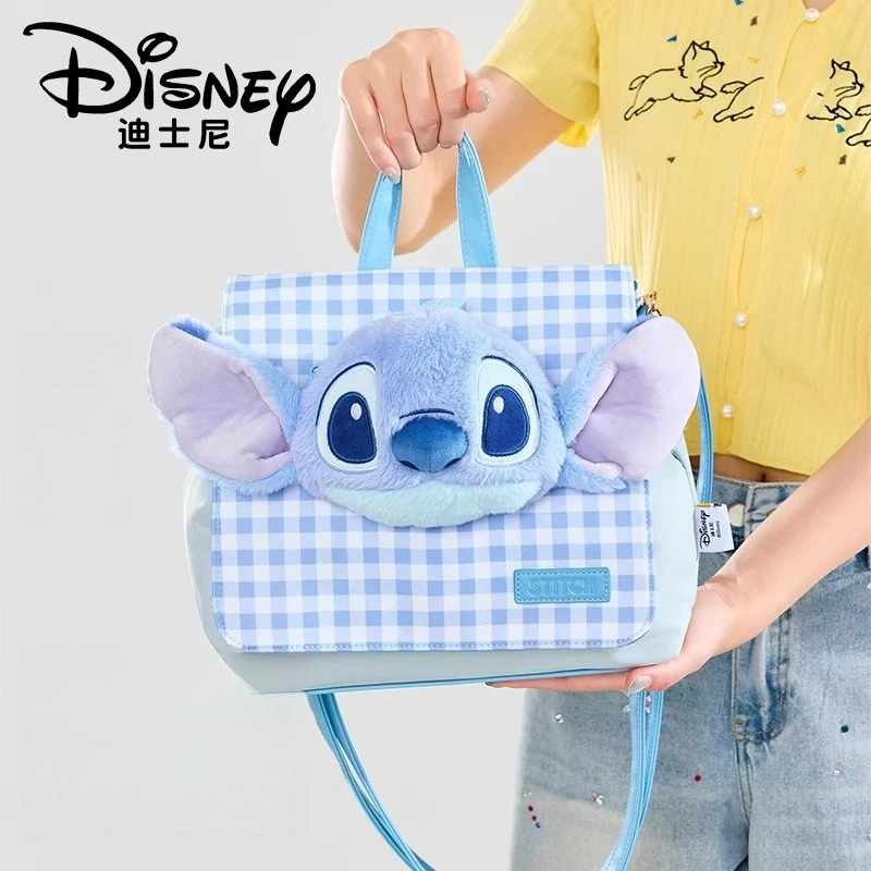 

Disney 2025 Summer New Cartoon Stitch Crossbody Bag Cute Cartoon Girl Large Capacity Plush Doll Backpack Birthday Gift