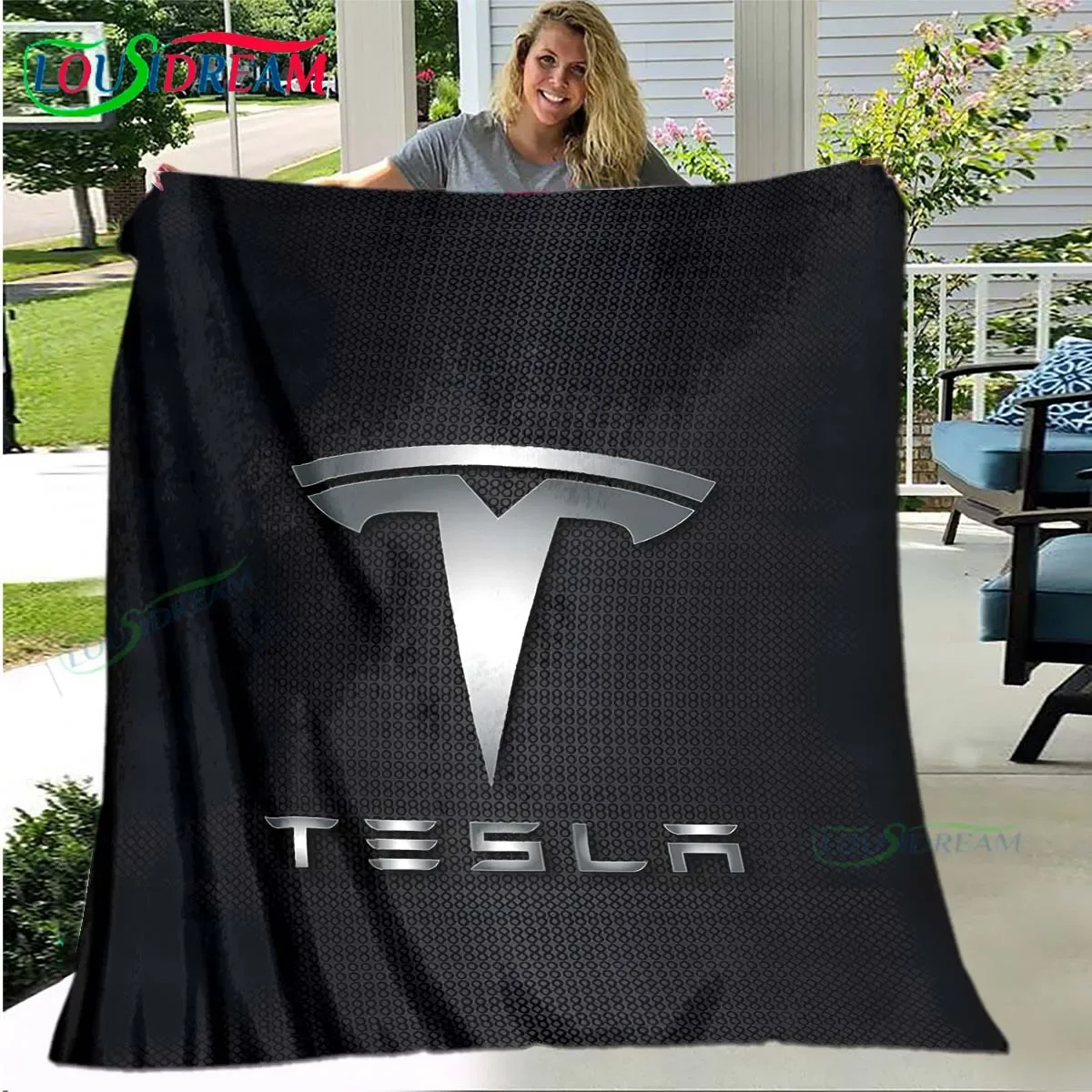 Fashion Car T-Tesla Logo Soft Blanket Sports Living Room Bedroom Sofa Bed Blanket  Gift Travel Office Lunch Break