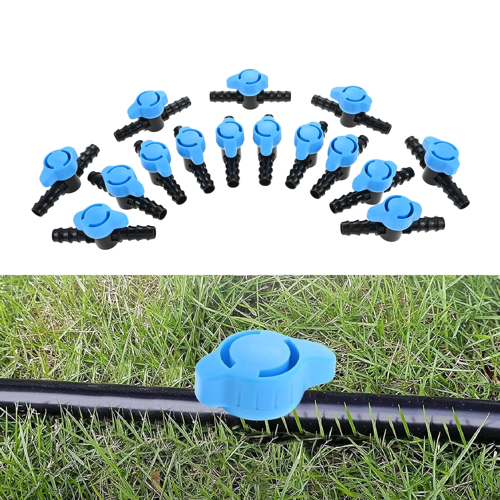 15pcs Drip Irrigation Barbed Shut Off Valves for 1/2 inch Tubing (.570-.620