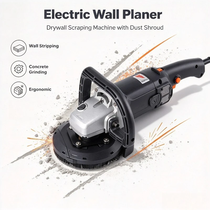 Electric Wall Planer Dust-free Wall Sander, Concrete Cement Grinder for Removing Putty and Wall Skin Renovation