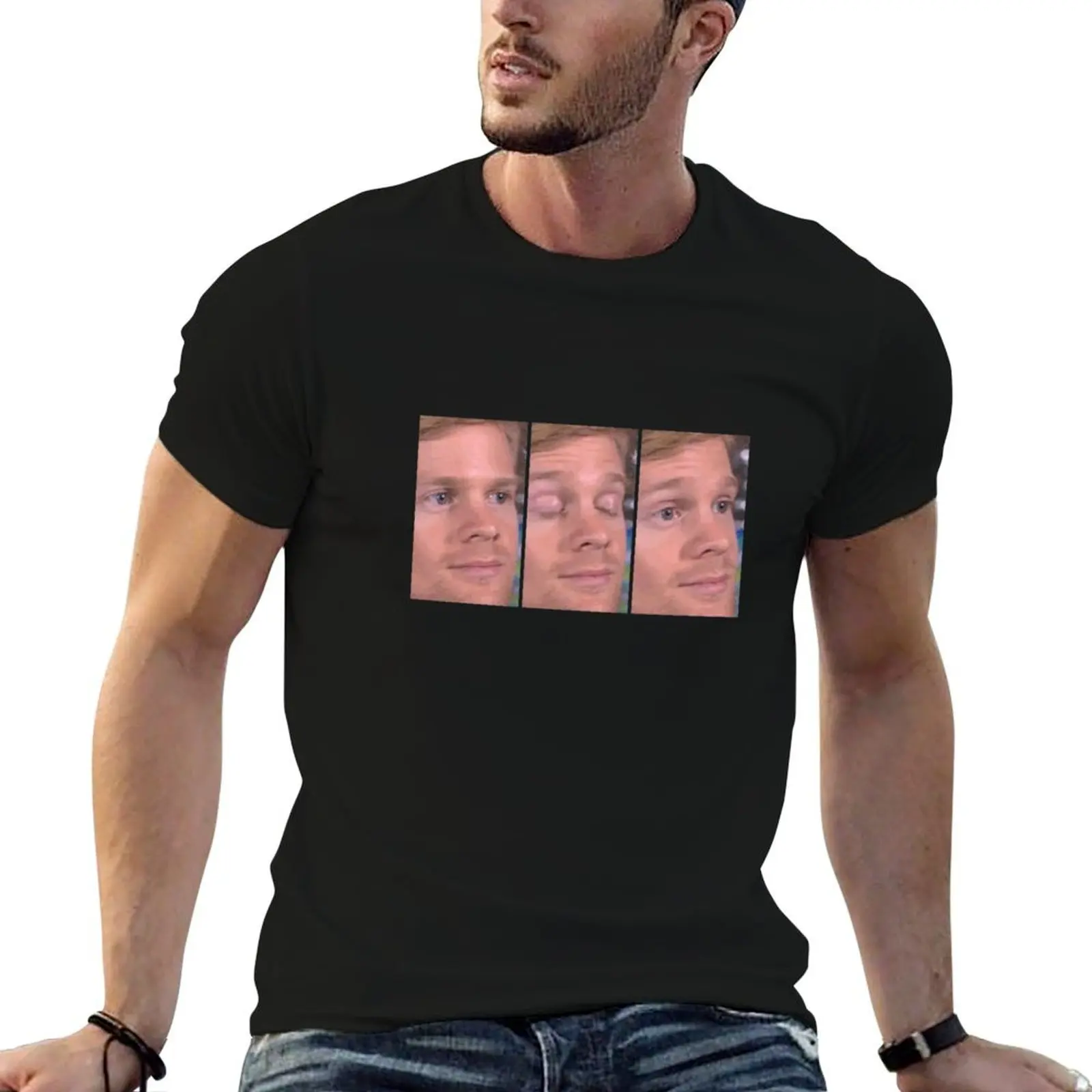 Blinking White Guy Meme Reaction T-Shirt Stretch Fabric Comfort T-Shirt