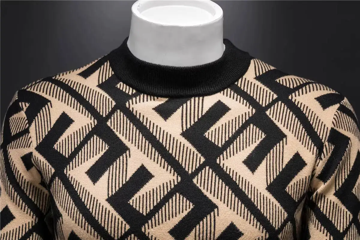 سترة خريف متباينة بأحرف كاملة من مزيج الصوف سترة صوفية من الجيرسيه الاجتماعي نافيداد هومبر ملابس الشارع الشهير سترة هيرين للرجال #5