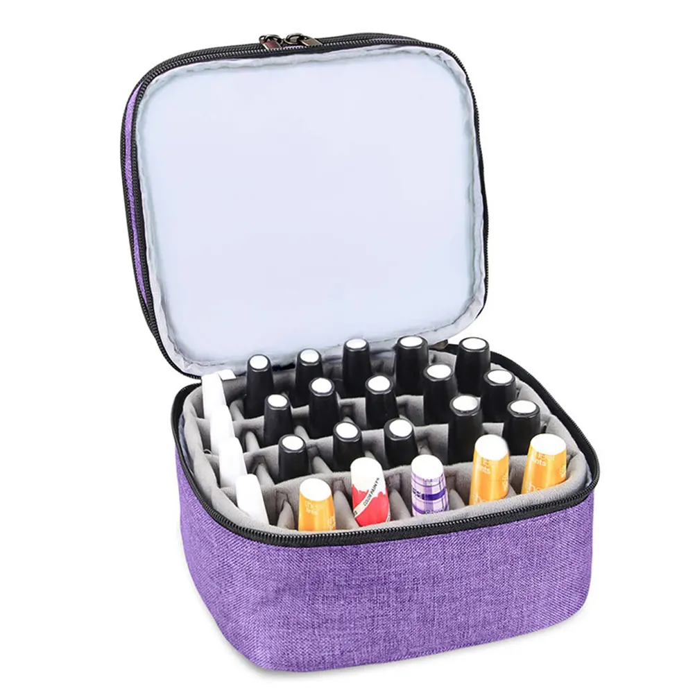 

Double Layer Nail Polish Bag Thickened Oxford Cloth Waterproof Makeup Organizer Removable Base Essential Oils Storage