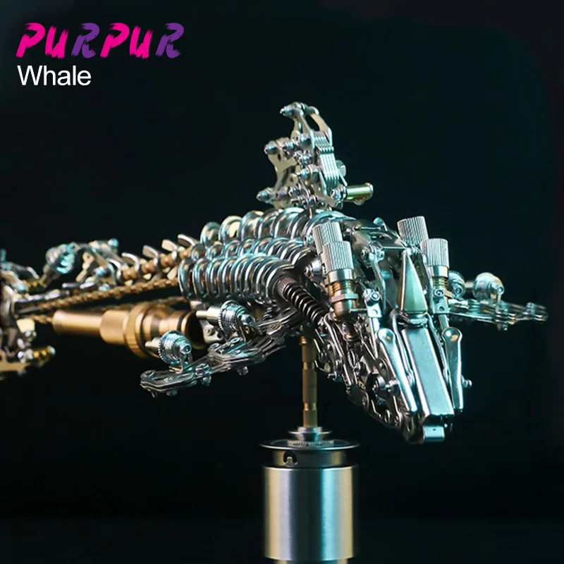 DIY Steam Punk 3D Metal Puzzle Stainless Steel Brass Screw Mechanical Assembly Whale Fish Animal Model Adult Boy Toys Gift