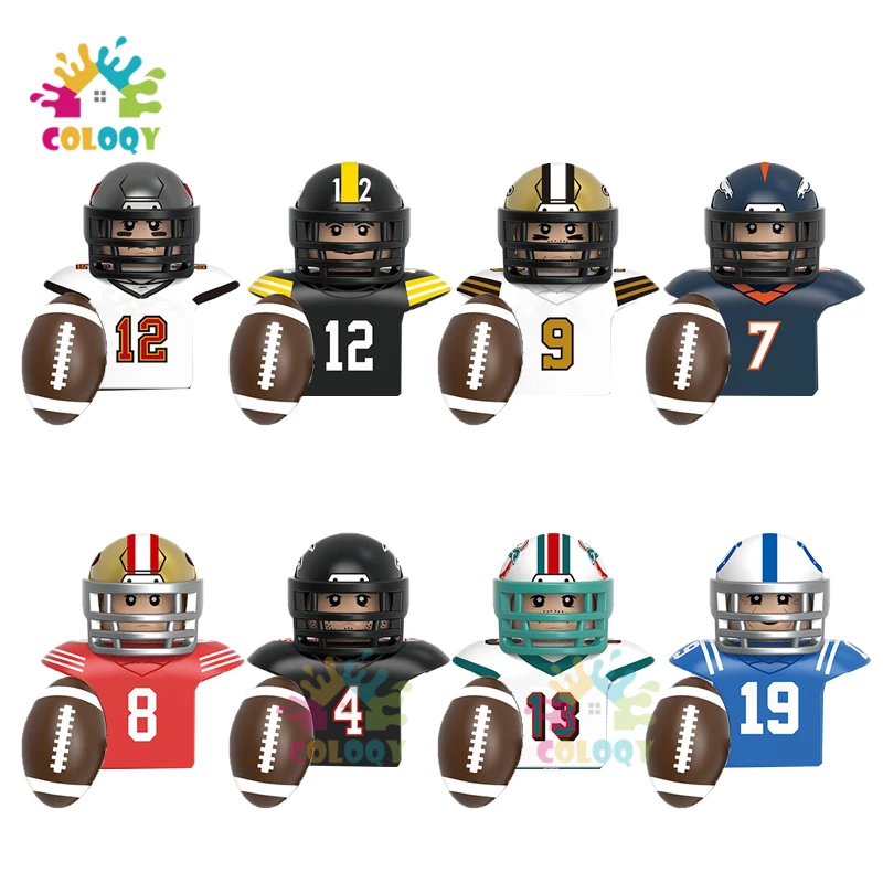 Kids Toys Sports Athletes Building Blocks American Football Star Rugby Player Mini Action Figures Toys For Christmas Gifts