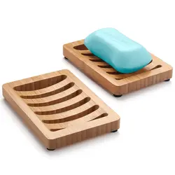 Soap Box Natural Bamboo Dishes Bath Soap Holder Bamboo Case Tray Wooden Prevent Mildew Drain Box Bathroom Washroom Tools