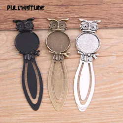 2pcs Three Color 20mm Cameo Steel Animal Owl Bookmarks Round Cabochon Settings Jewelry Blank Charm