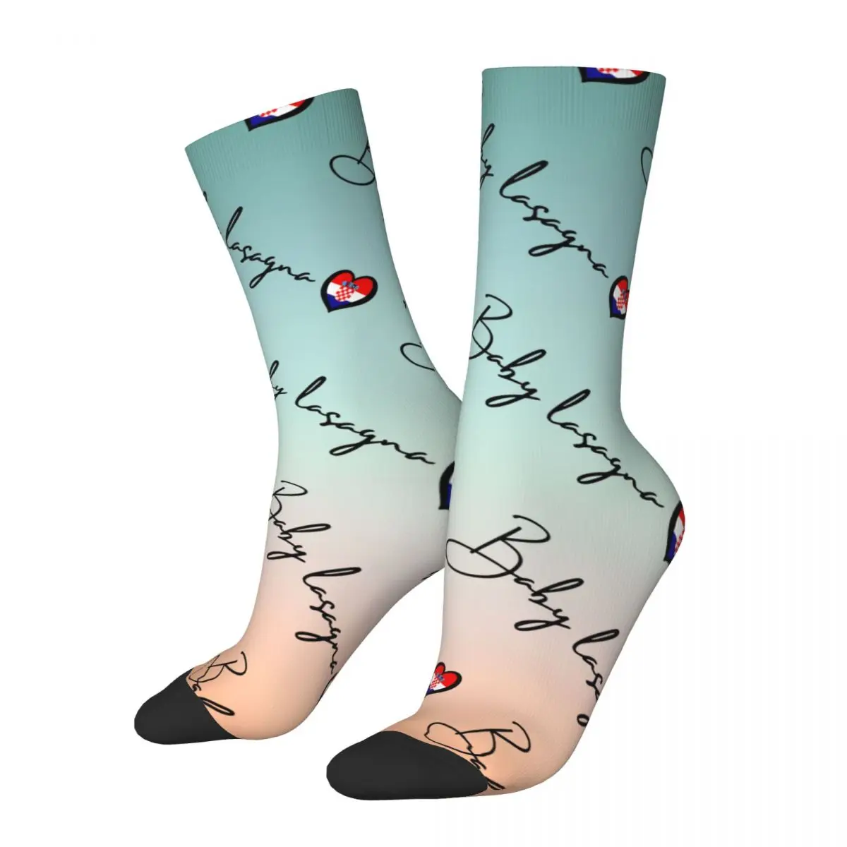 Vintage Handsame Men's compression Socks Unisex Baby Lasagna Harajuku Seamless Printed Novelty Crew Sock