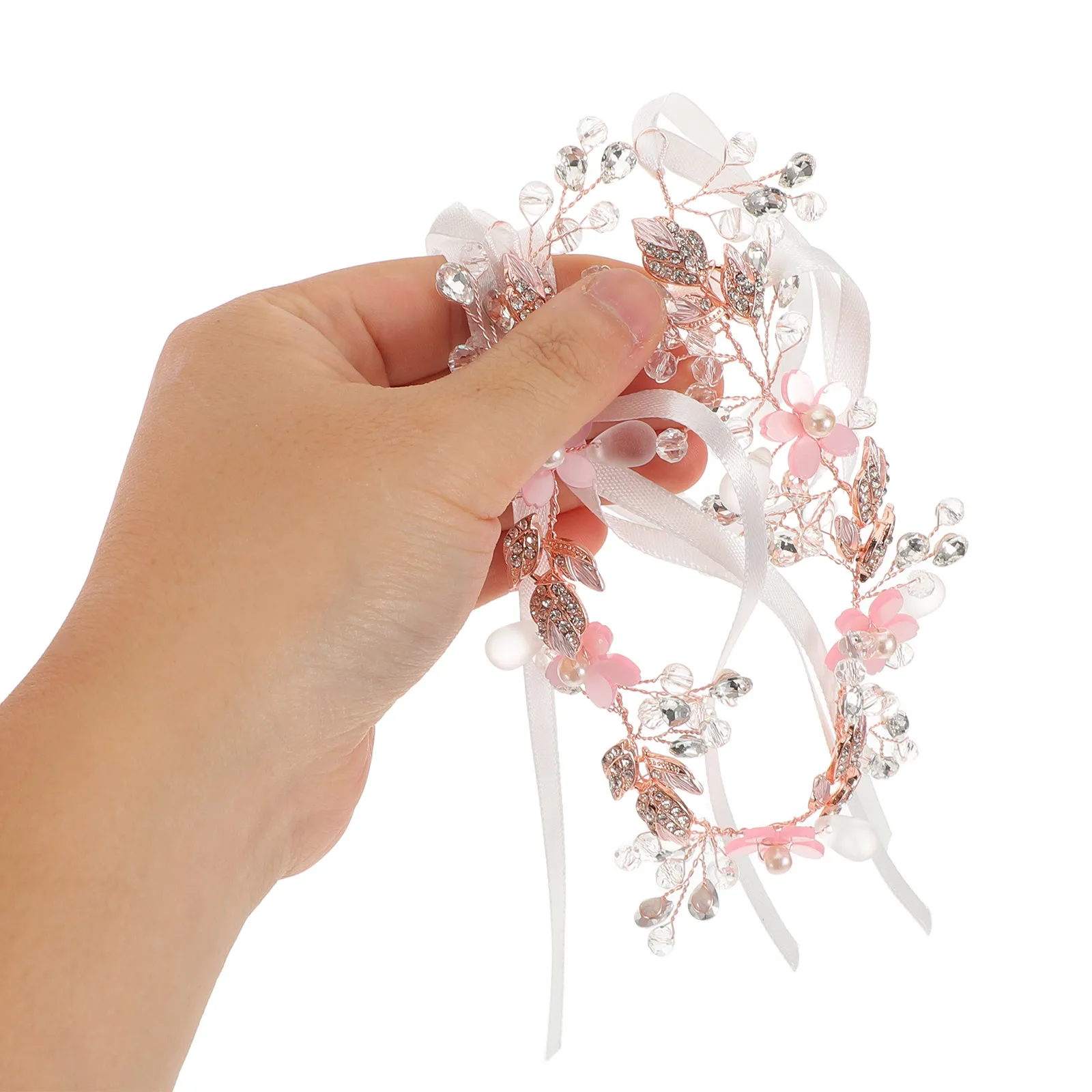 

Crystal Floral Headpiece for Wedding Elegant Pearl Rhinestone Hair Accessory Bridal Women Girls Party Birthday Ceremony Graceful