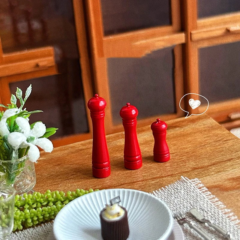 3개입 인형 집 가구 선물 인형집 합금 요리용 후추 그라인더 병 미니어처 미니 장면 모델 인형 액세서리