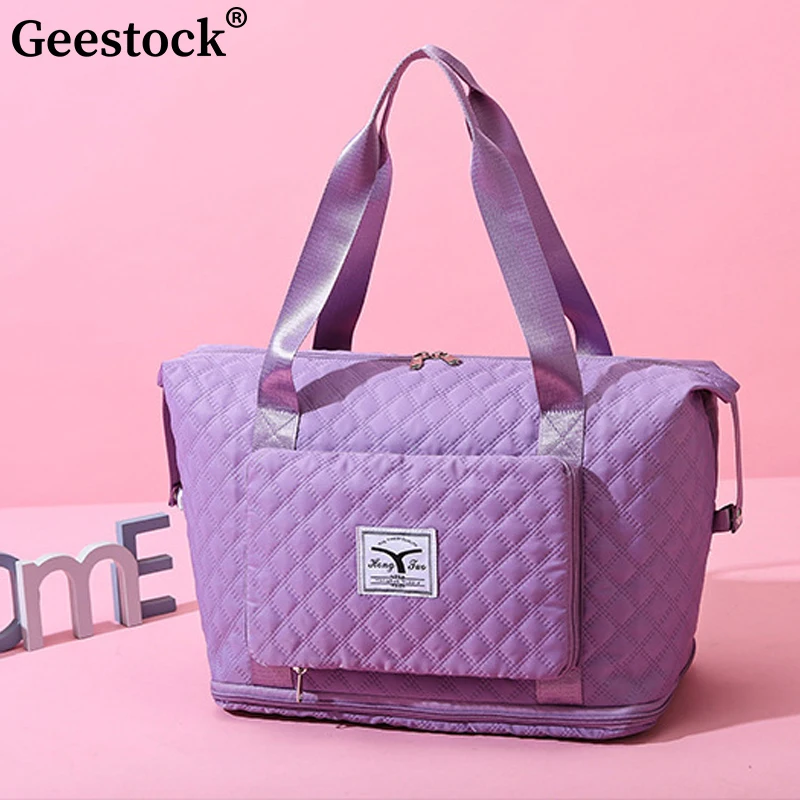 Geestock-bolsas de viaje plegables para mujer, bolso de mano, bolsas de lona de viaje impermeables, bolsa de almacenamiento Lingge de gran capacidad para gimnasio y Yoga