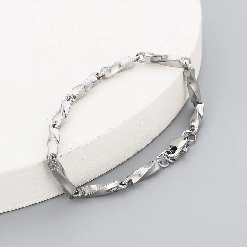 3mm Classic Twisted Chain Bracelet For Men And Women Simple Fashion Stainless Steel Jewelry Gifts
