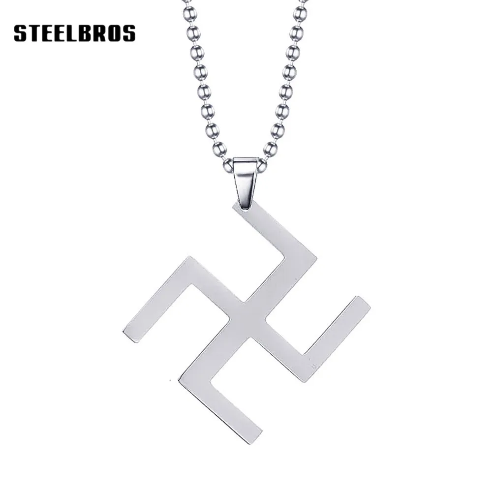 STEELBROS 2025 New Never Fade Stainless Steel Buddhism Swastika Pendant Necklace Men Women Buddha Religion  Jewelry Dropshipping