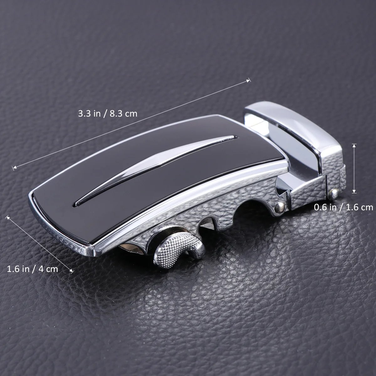 メンズ合金自動ベルトバックル クラシックブラックデザイン ベルトに簡単に装着できる ビジネスフォーマルな場面に最適 ラチェットバックル