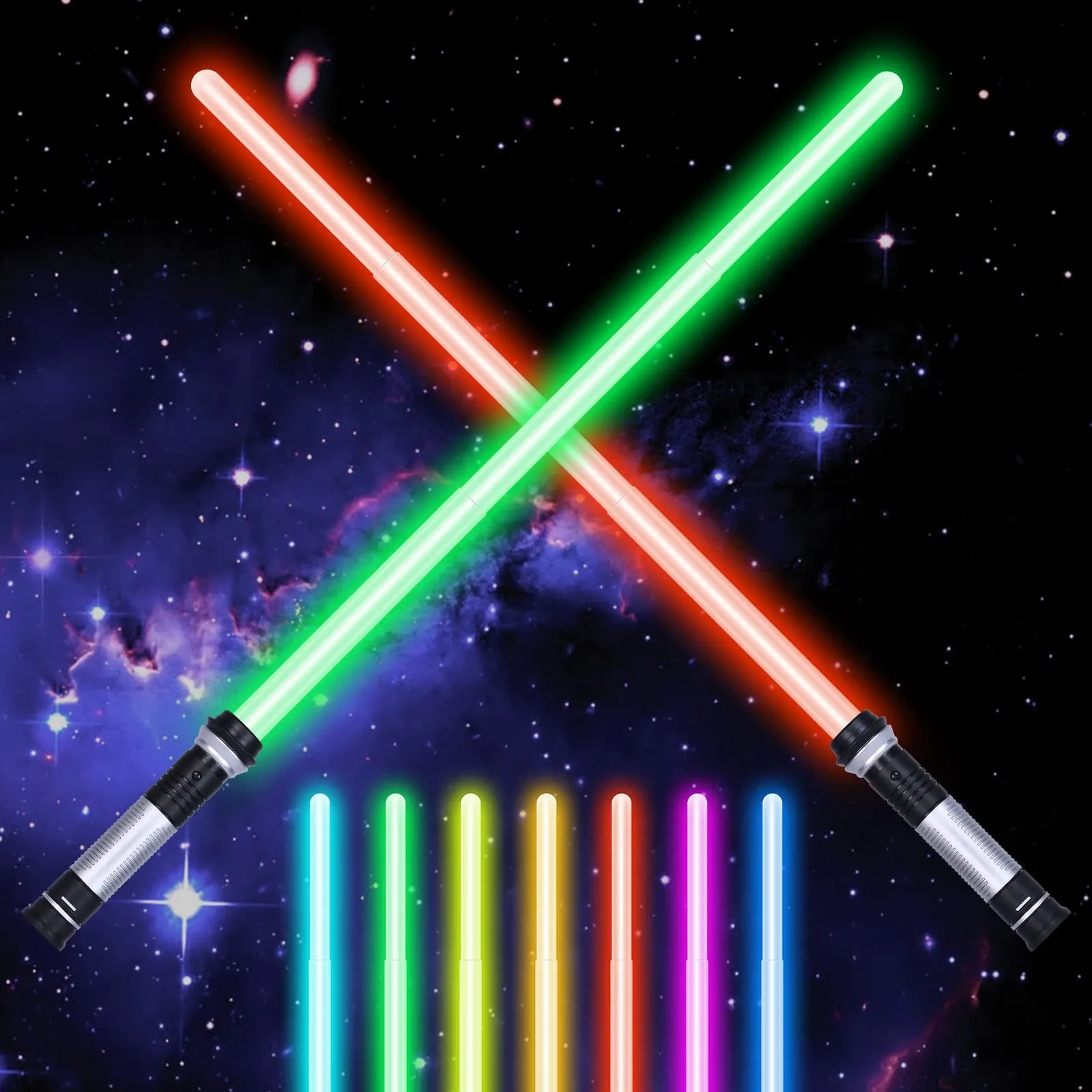 2pcs Led Light Up Saber with Sound 7 Colors Lightsaber Light Sword for Star War Fighters & Warriors Cosplay Luminous Weapon Toy