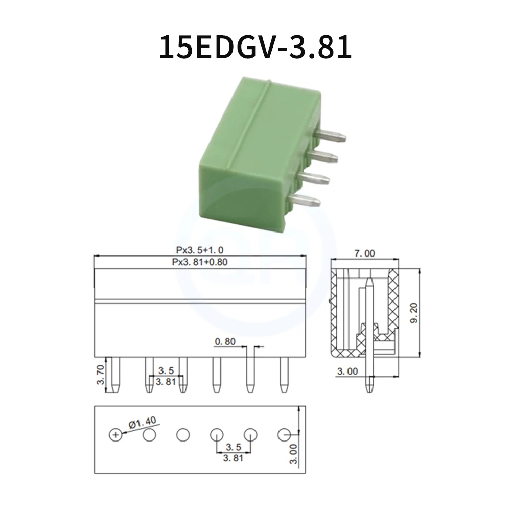 (10 pcs) KF 15EDGV 15EDGR 3.81mm Plug-In Terminal Block Solder PCB Right Angle/Straight Pin Header Connector 2~24P 2EDGV/R 3.81