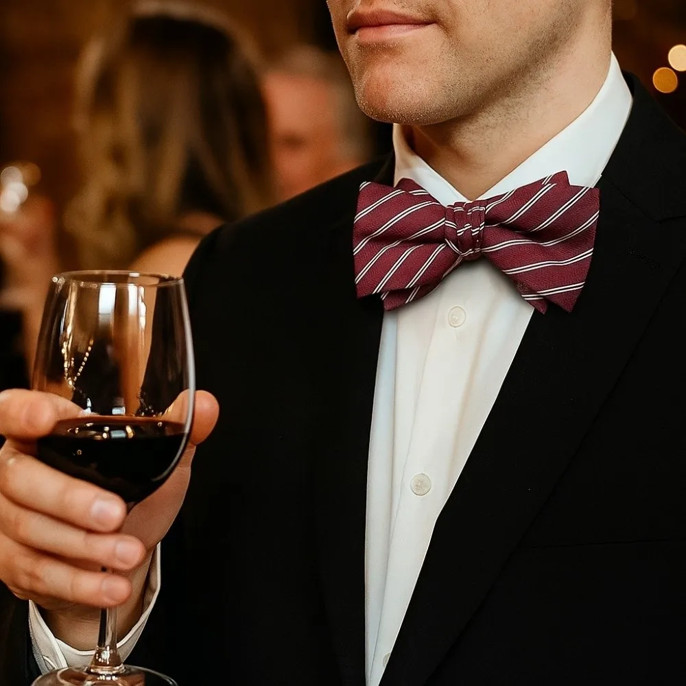 Creativo regolabile rosso serise papillon bowknot strisce uomo cravatta fiore morbido sposo groomsman cravatta accessori per abiti