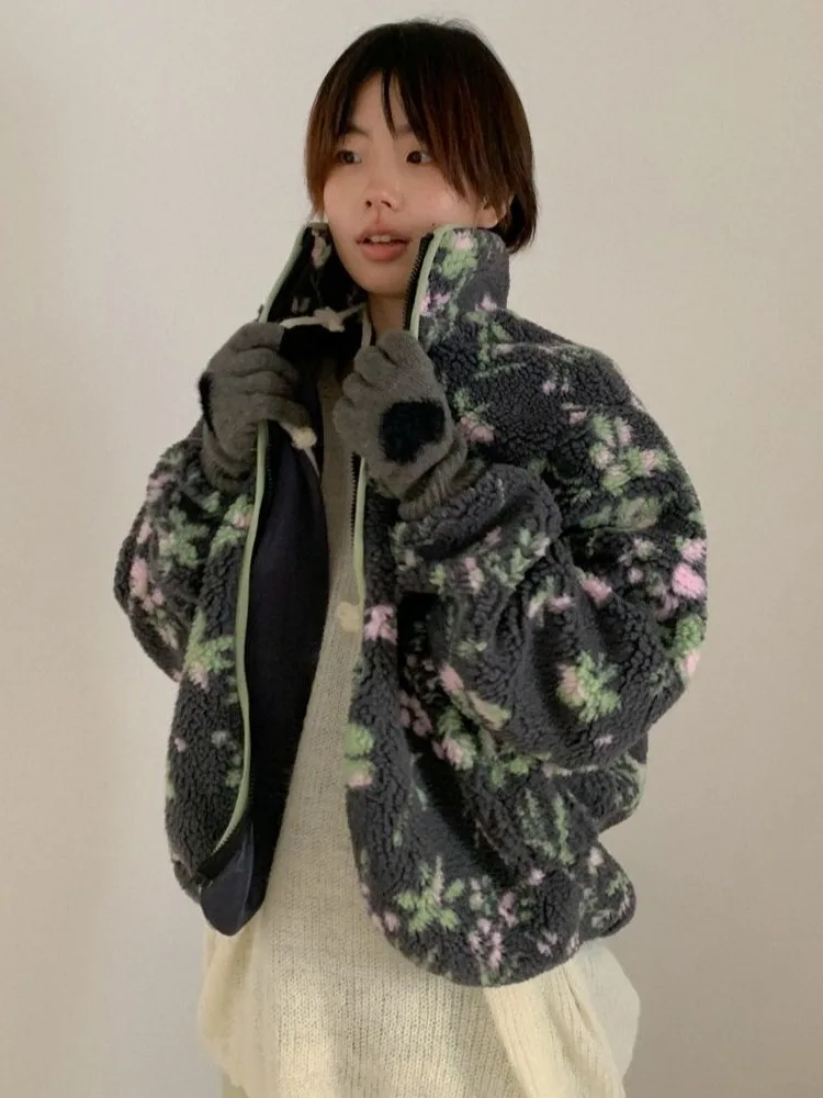 شتاء جديد خمر لامب المخملية المطبوعة Jaet المرأة فضفاضة كسول Sle تصميم الملابس القطنية الدافئة المجال #4