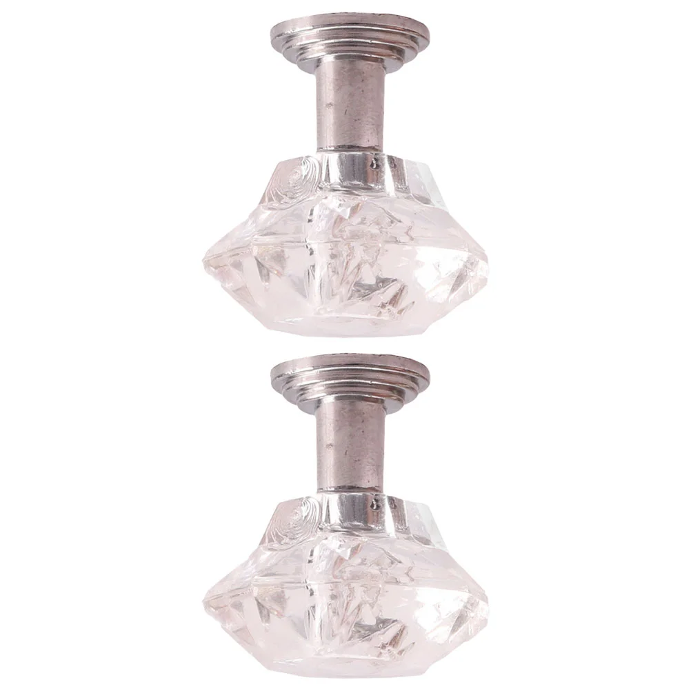 2 Pcs House Chandelier Miniature Child Miniatures Dollhouse Bedside Table Lamp Acrylic Furniture