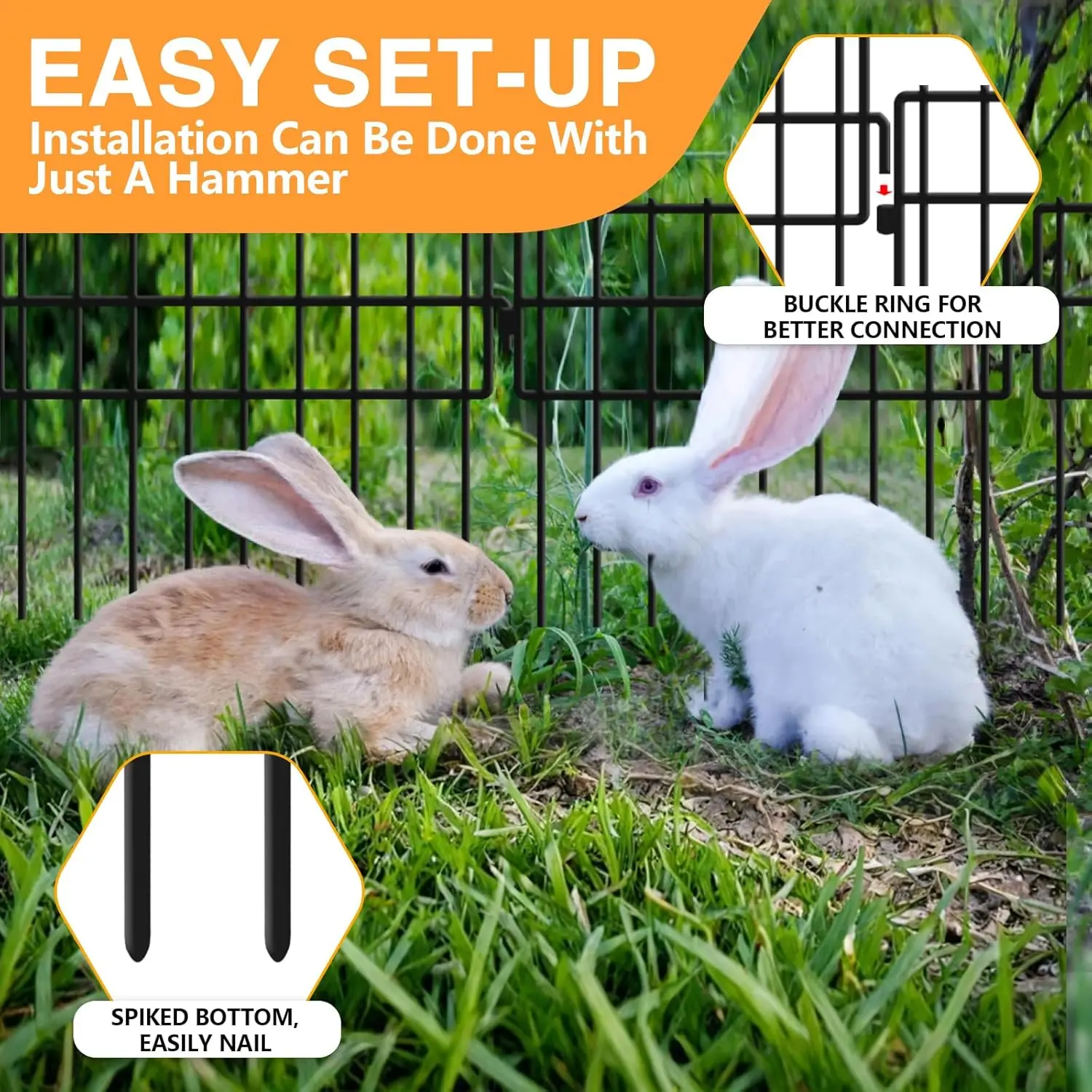 Recinzione barriera per animali senza cifre a 32 pannelli, 32 piedi x 13 pollici, difesa da giardino in metallo per conigli e cani