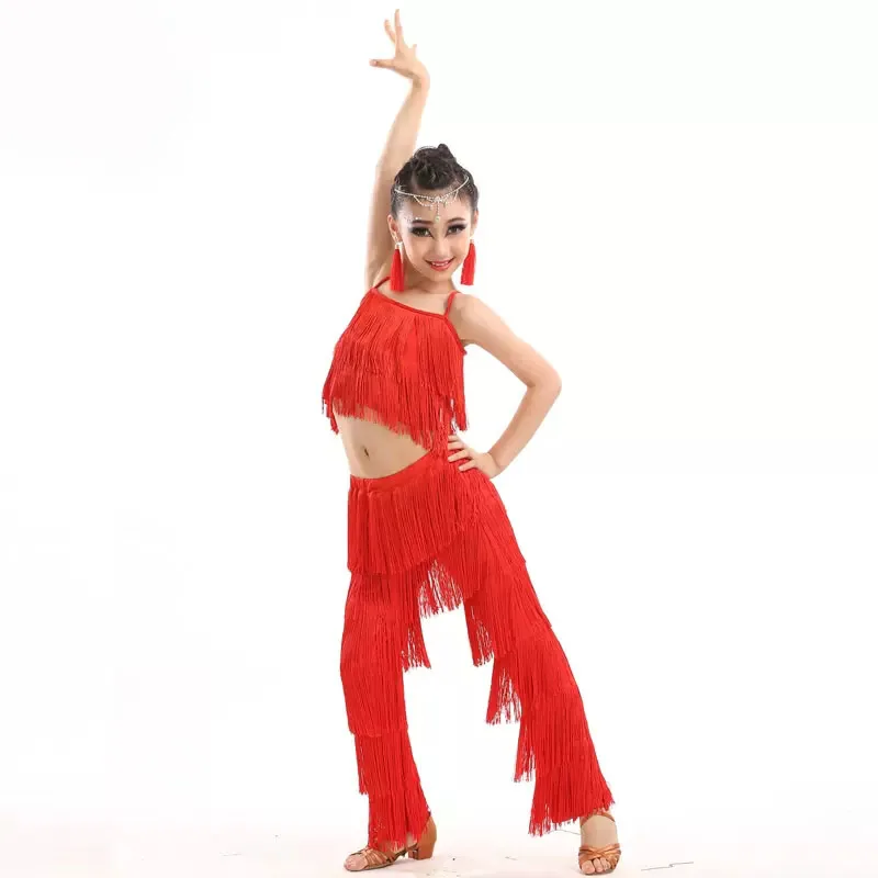 

Children's Latin dance clothing new spring and summer girls ballet performance girls less professional competition tassel suit