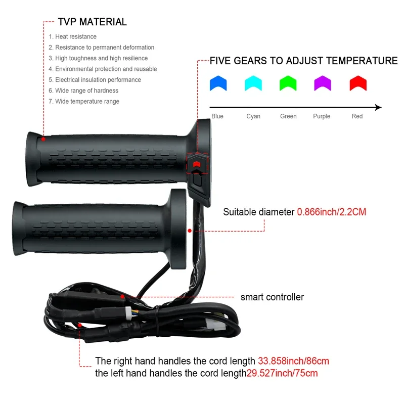 NewHigh-end التحديثية ساخنة مقود دراجة نارية التدفئة القبضات كم التدفئة الكهربائية دراجة نارية ATV سخان قبضة مع مؤشر