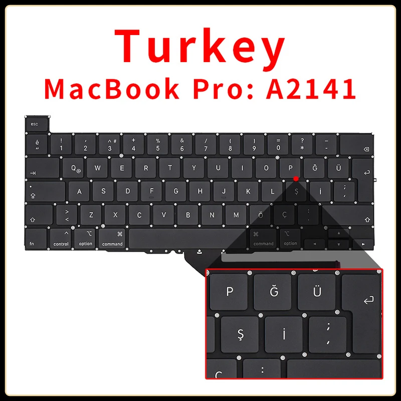 TR/Turkey Layout Keyboard for Macbook Pro Retina 16 13 14 inches A2141 A2485 A2442 A2289 A2337 A2179 A2338 A2251 Replacement