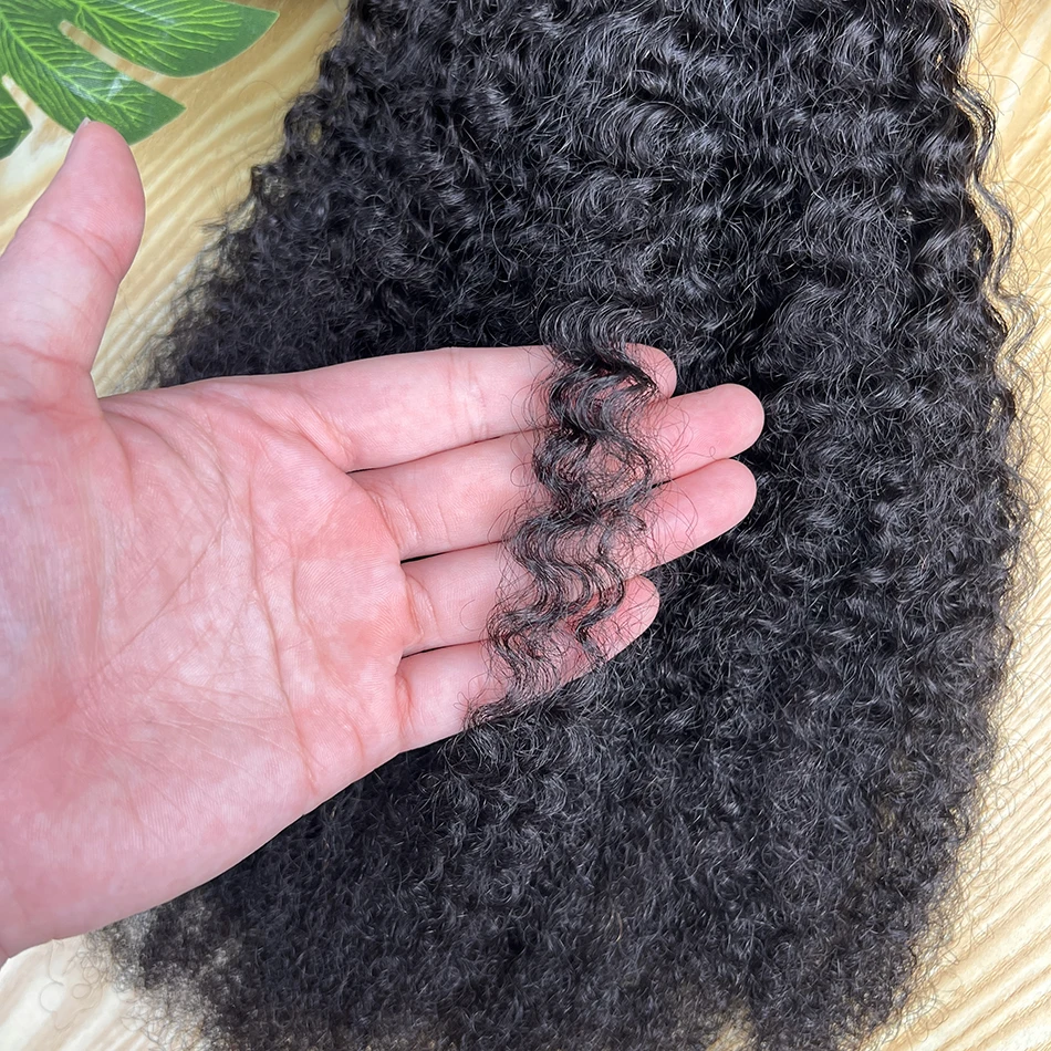 4C Afro Kinky Coily Echthaar-Bündel, lockig, natürliche schwarze Farbe, unverarbeitete reine Webart, doppelter Schuss, 100 % Echthaarverlängerungen – Detail 8