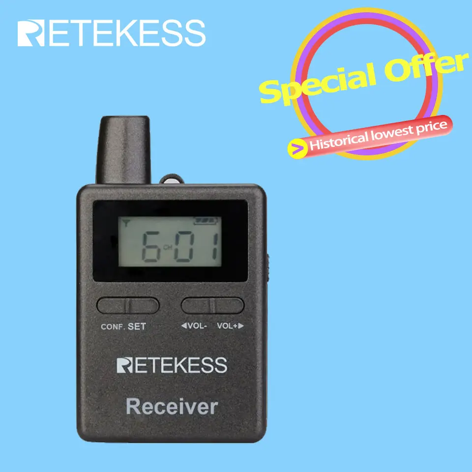 Retekess TT105 2.4GHz Wireless Receiver Tour Guide System Traveling Museum Visit Conference Simultaneous Interpretation