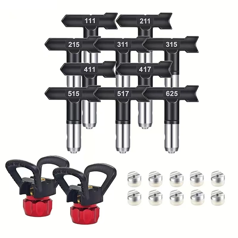 12 Pcs Airless Paint Sprayer Tips Set. 10 Pcs Spray Tips Airless Paint Sprayer Nozzle Tip and 2 Pcs Nozzle tip guard, Spare Part