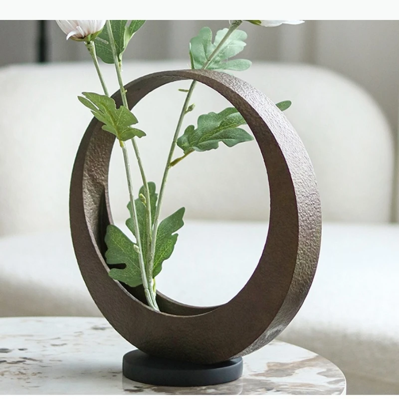 Geometric Metal Vase Alloy Art Flower Utensils Ornament Flower Arrangement Hydroponic Vase Flowerpot Decorative Vases Crafts