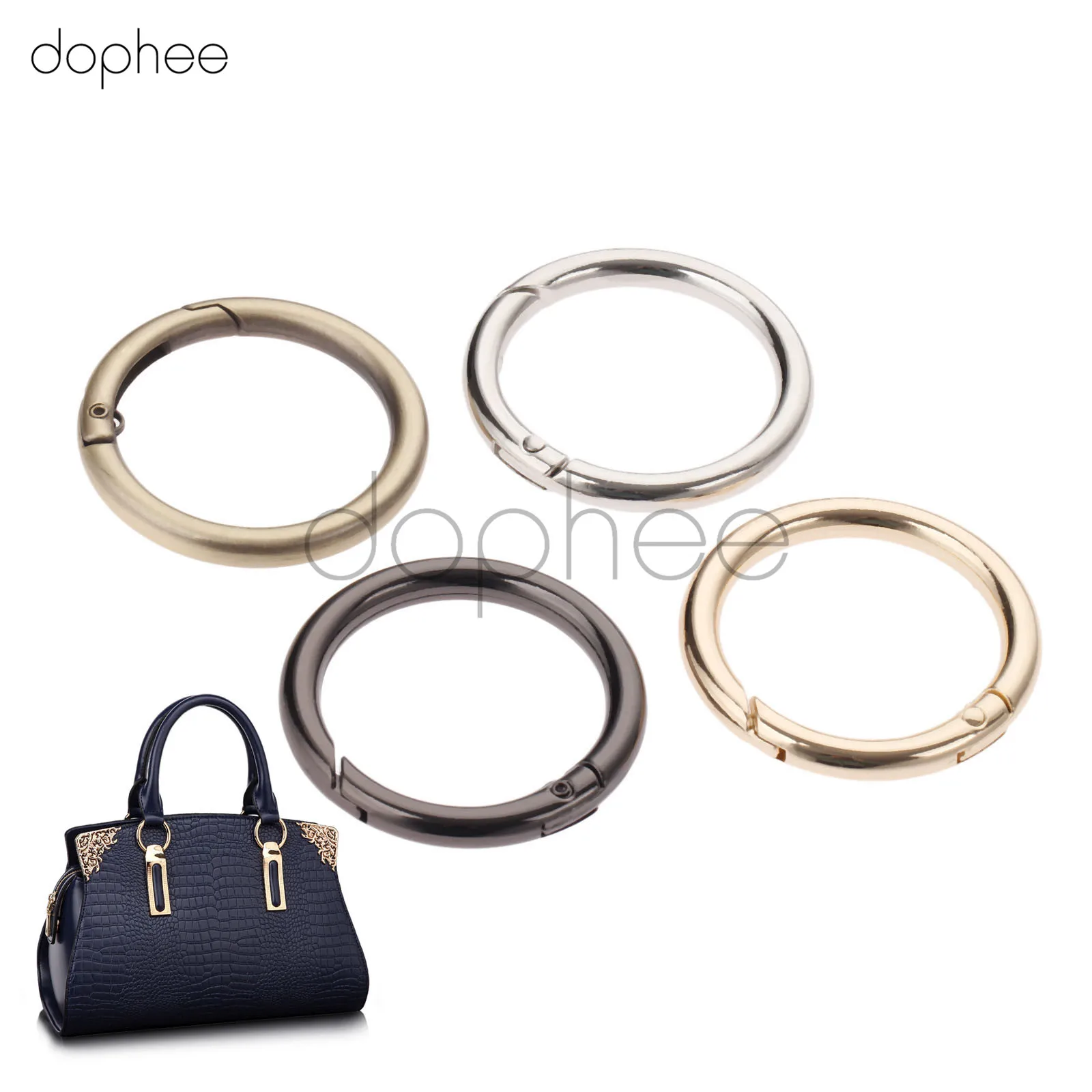 dophee 5pcs 32mm Spring O Rings 4 Colors Openable Keyring Leather Bag Belt Strap Dog Chain Buckles Snap Clasp DIY Accessories
