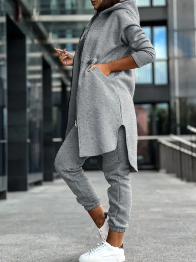 

Faionable Casual Hoodie Jaet Two-Piece Set Women's Spring 2024 Ensemble Comfortable Streetwear Outfit for Young Adults