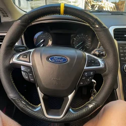 Custom Car Steering Wheel Braid Cover Soft 100% Fit For Ford Fusion Mondeo 2013 2014 EDGE 2015 2016 Car Products Steering Wrap