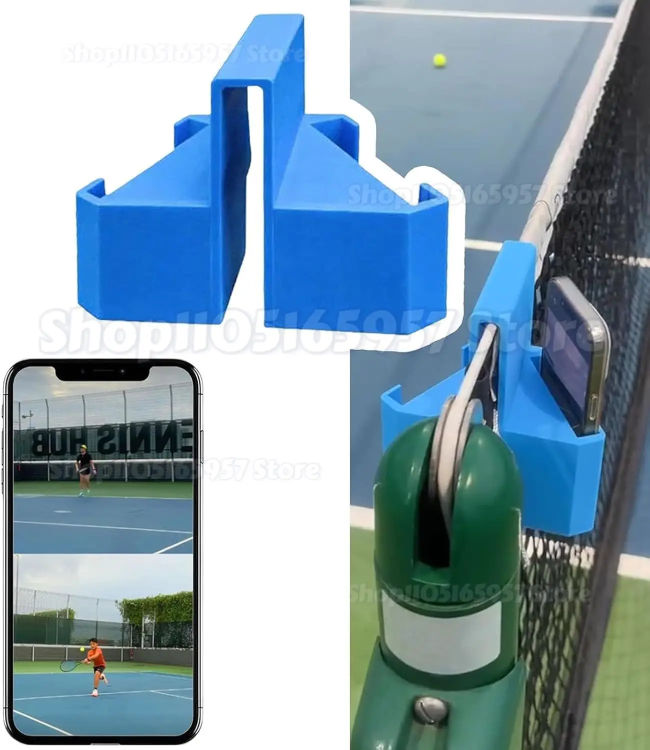 

NEW Tennis Camera Mount – Net Mounted Phone Holder for Tennis Recording, Secure Clip-On Shot Mount for Match Analysis
