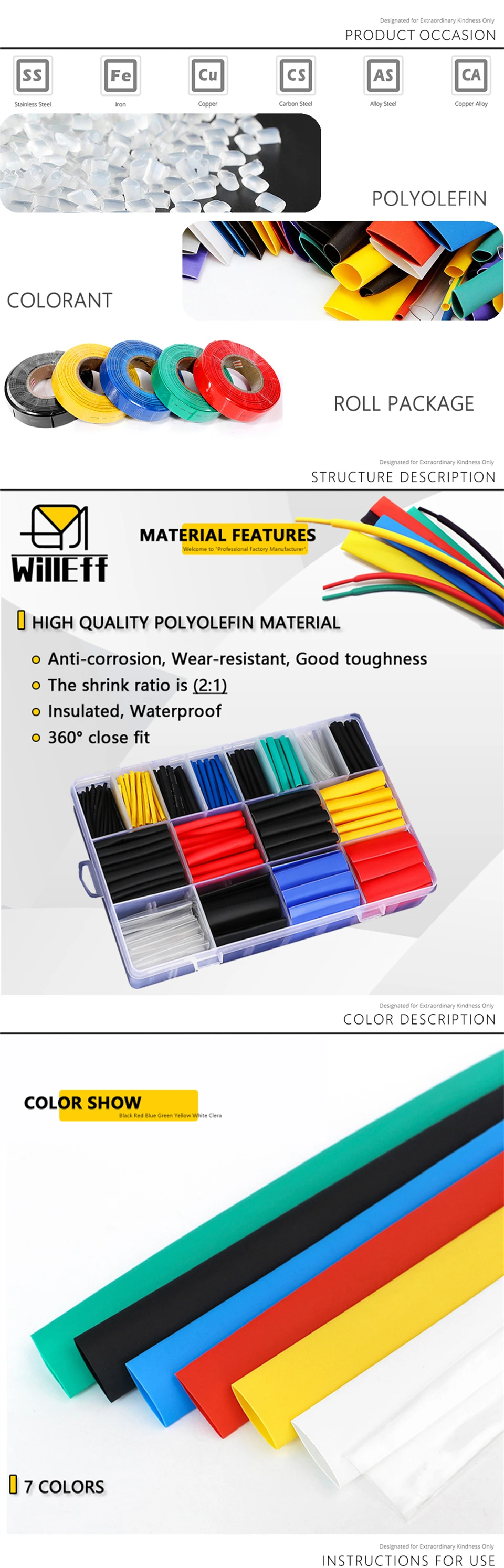 580/pcs Boxed Data Cable Cover Cable Sleeve Heat Shrink Tubing Kit 2:1 Shrinkable Wire Protector Wrap Connect Cover Protection