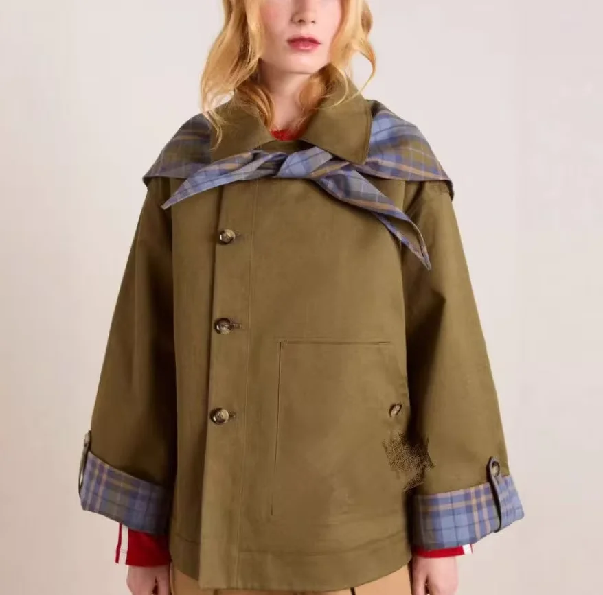 AW Stylish Double Sided Coat Women Casual Loose Striped Windbreaker Autumn Fashionable Designers Y2k Eye-catching Streetwear