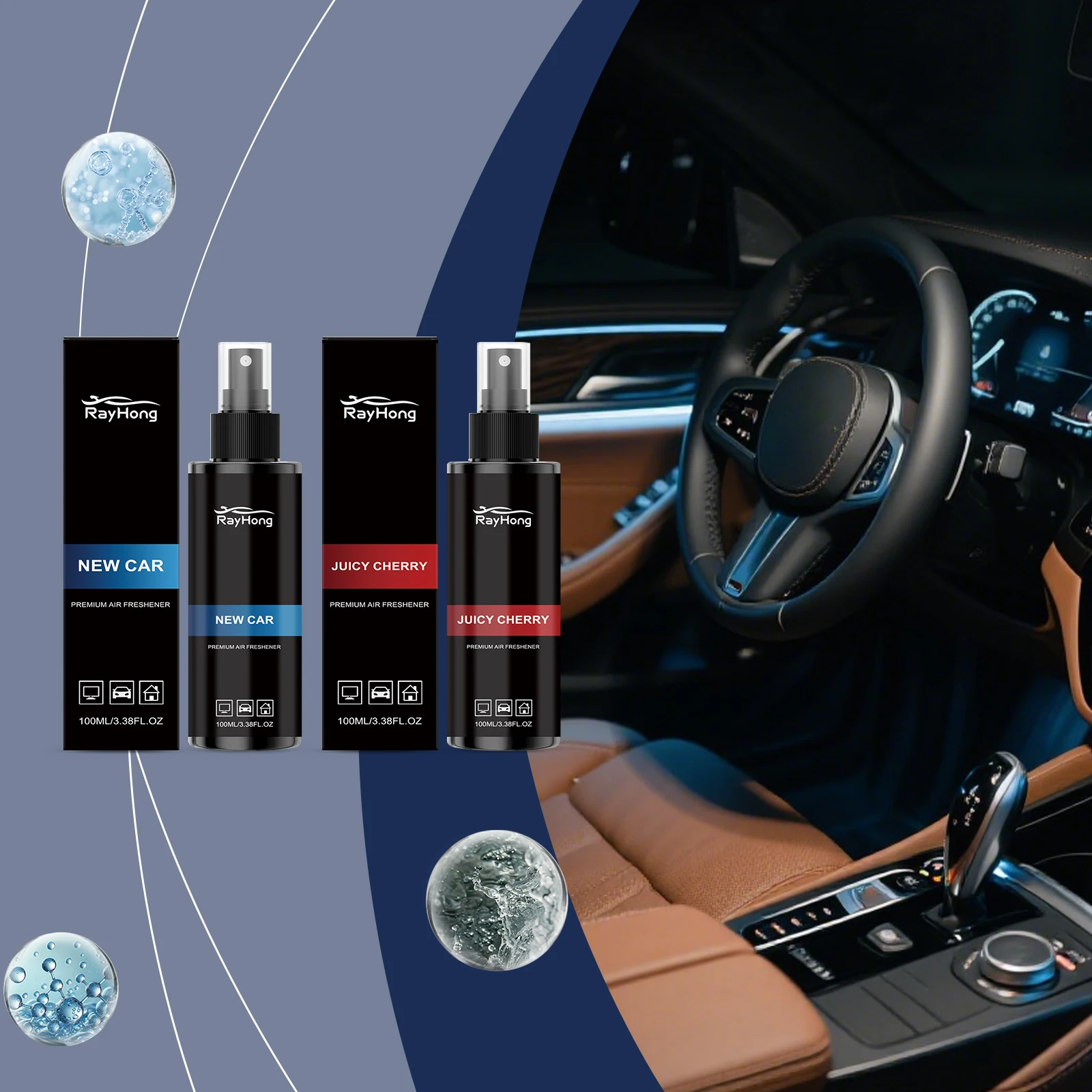 Car Air Freshener Odor Eliminator Spray Long Lasting Auto Interior Deodorizer Natural Portable Air Purifying Fragrance Refresher
