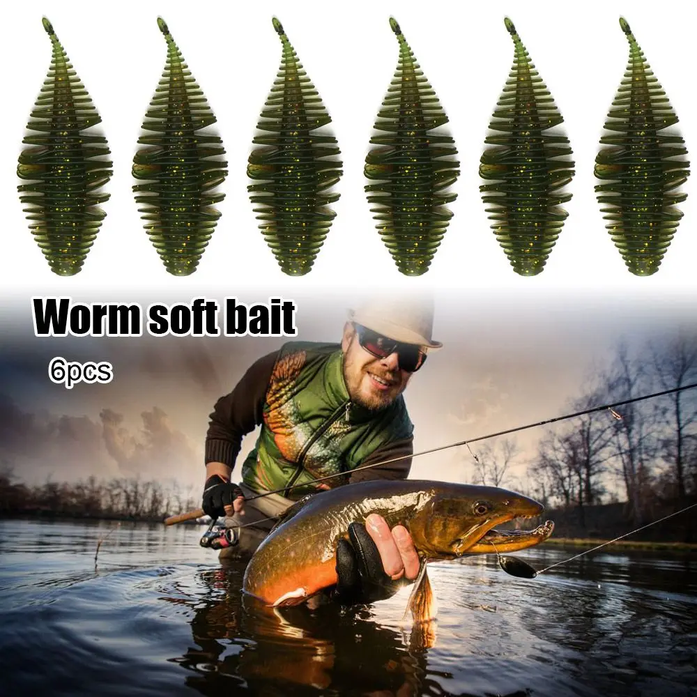 

6pcs 74mm 53g Soft Lure Worm Fishing Lures Silicone Baits Soft Rubber For Fishing Swimbait Artificial Lure Bionic Bait