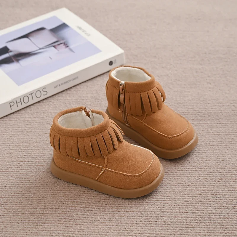 

Winter Simple Girls Outdoor Snow Boots Fashion New Toddlers Ankle Causal Kids Plush Boots Warm Non-slip Children's Cotton Boots