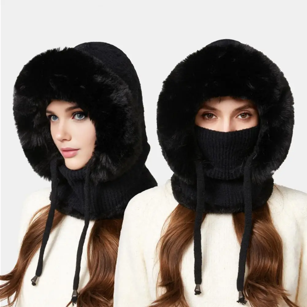 

Adjustable Face Guard with Valve 3 1 Outdoor Headgear Set Adjustable Windproof Knit Hat with Detachable Face Guard for Weather