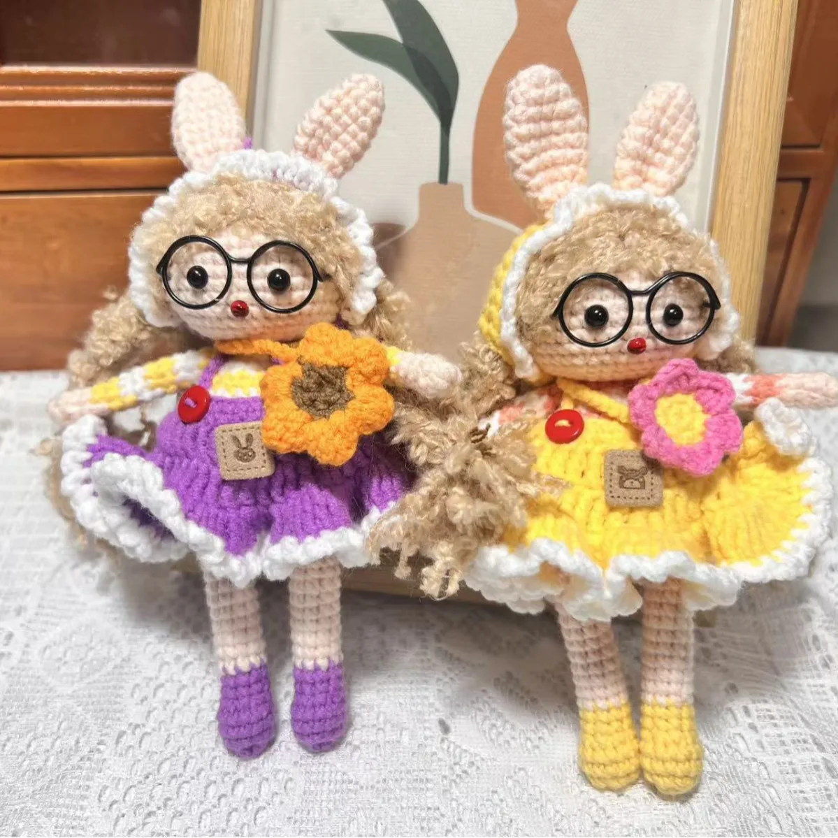creative-handmade-crocheted-doll-cute-rabbit-sister-skirt-girl-keychain-hanging-decoration-bag-pendant-new-model-diy-knitting