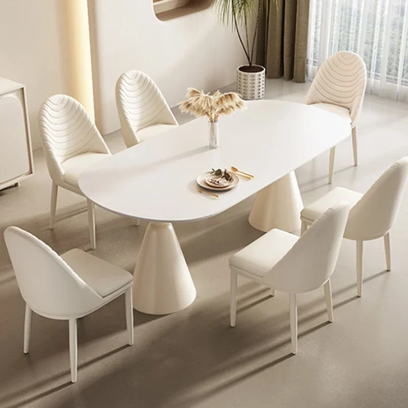 

Floor Unique Dining Table Modern White Waterproof Oval Designer Dining Table Space Saving Nordic Mesa De Jantar Home Furniture