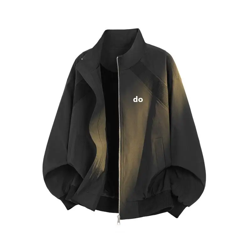 2026 New Style Women's Fashion Retro Standing Collar Flight Jacket High-Style Purple Loose Zipper Coat Fitness Jacket