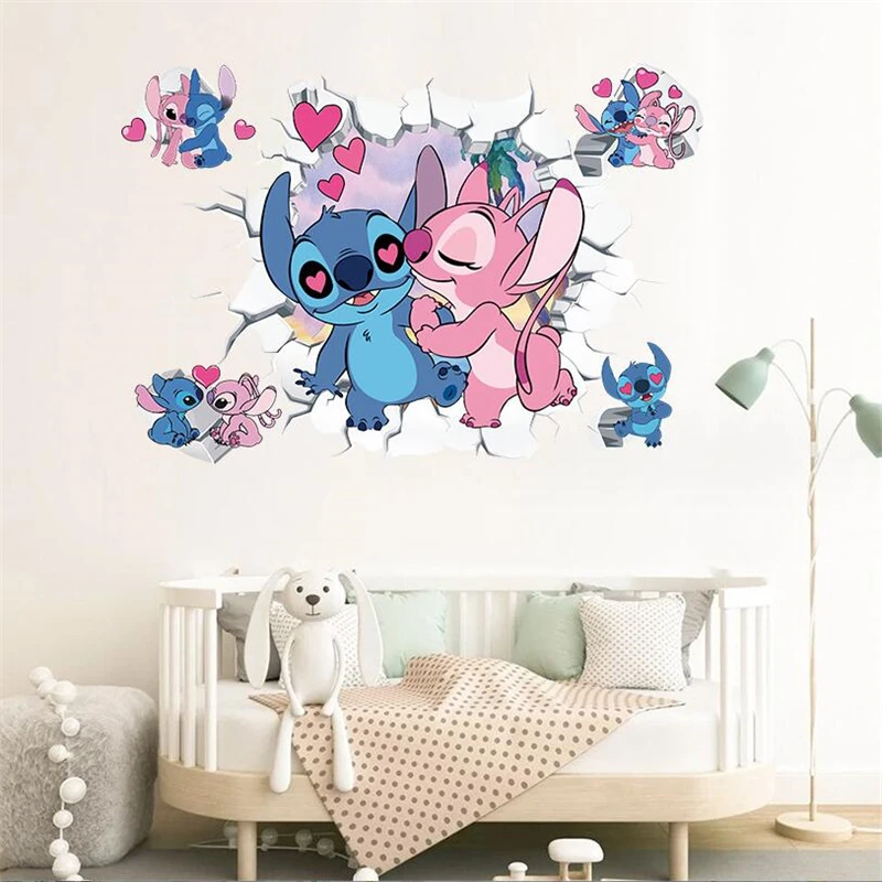 Lilo & Stitch Cartoon Stitch Wall Stickers For Kids Room Home Bedroom PVC Decor Cartoon Movie Mural Art Decals