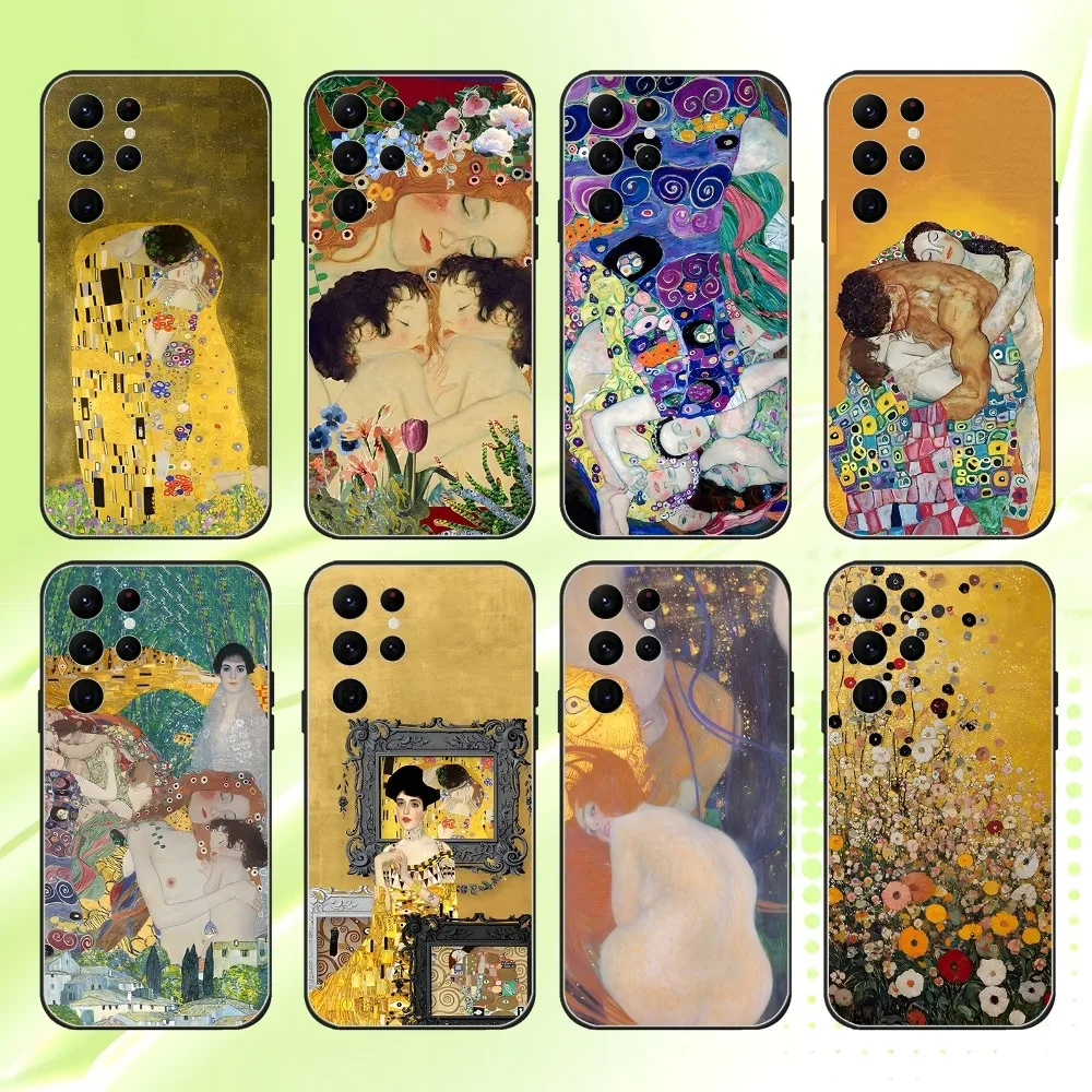 

Gustav Klimt Paintings Art Phone Case For Samsung S 25,24,23,22,30,21,10,9,Ultra,Plus,Lite,FE,4,5G Black Soft Case